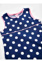 Cat Polka Dot Girl's Navy Blue Summer Poplin Dress - 6