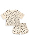 Girls' Set Leopard Terry Fabric T-Shirt Shorts Set Summer 4-9 Years - 4