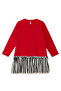 Girls' Winter Cat Patterned Cotton Red Long Sleeve Ruffle Dress 3-9 Years - 5