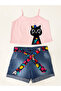 Flower Garden Girl's T-shirt Denim Shorts Set - 4