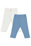 Girls' Leggings 2-Pack Cotton Cream and Blue Leggings Summer - 4