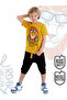 Aslan Sarı Boy's Pocket Detailed Summer T-Shirt Capri Shorts Set