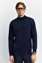 Men's Navy Blue Half Turtleneck Basic Plain Rayon Sweater B005151 - 6