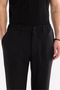 Men's Black Elastic Waist Linen Blend Relaxed Fit Trousers A61Y3204 - 4
