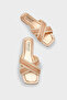 Ketty Flat Heeled Shiny Blunt Toe Cross Strap Women's Slippers - 5