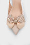 Nikolia Stoned Bowknot Pointed Toe Satin Mid-Heel Women's Shoes - 3