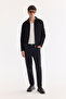 Men's Black Classic Collar Suede Textured Seasonal Comfort Fit Coat A61Y6000 - 6