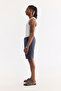 Men's Navy Blue Elastic Waist Lace-Up Cotton Relaxed Fit Shorts A61Y3700 - 2