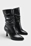 Lilia Patent Leather Look Pointed Toe High Heeled Drawstring Side Zipper Casual Stylish Women's Boots