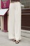 Women's Stretchy Velvet High Waist Pleated Palazzo with Pockets (Belt Included) Trousers-Stone - 3