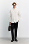 Men's Ecru Bottom-Bottomed Collar Soft Touch Long Sleeve Comfort Fit Shirt A62Y2021 - 8