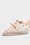 Mariette Pointed Toe Metal Accessory Satin Genuine Leather Lined Mid-Heeled Women's Slippers - 4