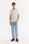 Men's Ecru Non-Curling Polo Collar Buttonless Easy-Ironing Regular Fit T-Shirt A61Y1125 - 5