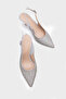 Laryssa Full Stone Pointed Toe Satin Slingback Women's Heeled Wedding Shoes - 5