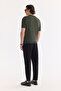 Men's Khaki Polo Collar Buttonless Textured Knitwear Regular Fit T-Shirt A61Y5033 - 5
