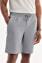 Men's Gray Elastic Waist Water Repellent Technical Fabric Relaxed Fit Shorts A61Y3655 - 5