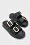 Marge Wedge Heeled Double Banded Buckle Women's Slippers