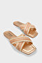 Ketty Flat Heeled Shiny Blunt Toe Cross Strap Women's Slippers