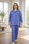 Slim Linen Shirt and Trousers - Front Buttoned, Elastic Waist, Pockets, Oversized Double Suit - 6