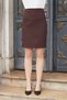 High Waist Above Knee Stylish Fabric Pencil Skirt-Brown - 4