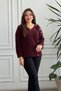 V-Neck Velvet Sweatshirt with Shoulder and Cuff Button Detail