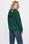 Eartha Dark Green Hooded Printed Loose Fit Women's Sweatshirt - 3