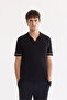 Men's Black Polo Collar Buttonless 100% Cotton Soft Touch Regular Fit Knitwear T-Shirt A61Y5041