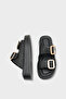 Marge Wedge Heeled Double Banded Buckle Women's Slippers - 4