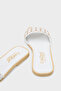Women's Short Heeled Slippers with Metal Look Accessories and Single Strap - 5