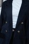 Women's Velvet Denim Collared Long Sleeve Blazer Jacket with Pocket Flaps - Black - 2
