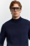 Men's Navy Blue Half Turtleneck Basic Plain Rayon Sweater B005151 - 2