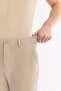 Men's Beige Elastic Waist Viscose Blended Elastane Slim Fit Chino Trousers A61Y3212 - 6