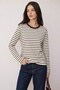 Brown Striped Crew Neck Long Sleeve Women's T-Shirt Mg2923 - 7