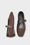 Marnia Buckle-Strapped, Blunt-Toe, Straw-Look Women's Ballerinas - 3