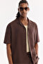 Men's Coffee Apaj Collar Cotton Breathable Short Sleeve Comfort Fit Shirt A61Y2011 - 6
