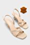 Roxana Genuine Leather Lined Stylish Women's Shoes with Blunt Toe, Crossed Straps and Medium Heels