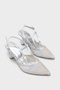 Viv Pointed Toe Mesh Stone Mid-Heeled Stylish Women's Shoes
