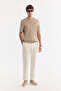 Men's Mink Polo Collar Buttonless Textured Knitwear Regular Fit T-Shirt A61Y5033 - 6