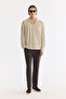 Men's Beige Apaj Collar Striped Gofreli Comfort Fit Shirt A61Y2201 - 6
