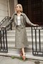 Women's Crush Cupra Collared Zippered Long Sleeve Waist Pleated Coat-Khaki - 7