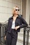 Women's Crush Cupra Collared Zippered Long Sleeve Waist Pleated Coat-Black - 4