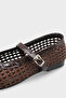 Marnia Buckle-Strapped, Blunt-Toe, Straw-Look Women's Ballerinas - 4
