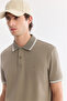 Men's Green Non-Curling Polo Collar Cotton Pack Technical Fabric Regular Fit T-Shirt A61Y1097 - 2