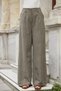 Women's Crush Cupra High Waist Side Pockets Wide Leg Palazzo Trousers-Khaki - 3