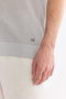 Men's Gray Polo Neck Button-Front Regular Fit Knitwear T-Shirt A61Y5017 - 3