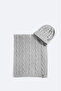 Men's Gray Jacquard Knitwear Scarf Beanie Set A52Y9220 - 2