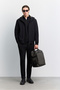 Men's Black Water Repellent Ribbed Detailed Slim Lightweight Comfort Fit Coat A62Y6065 - 8