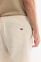 Men's Beige Elastic Waist Lace-Up Linen Blend Jogger Relaxed Fit Trousers A61Y3003 - 6