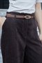Women's Velvet Jeans High Waist Side Pockets Wide Leg Palazzo (Belt Included) Trousers - Coffee - 6