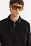 Men's Black Classic Collar Suede Textured Seasonal Comfort Fit Coat A61Y6000 - 2